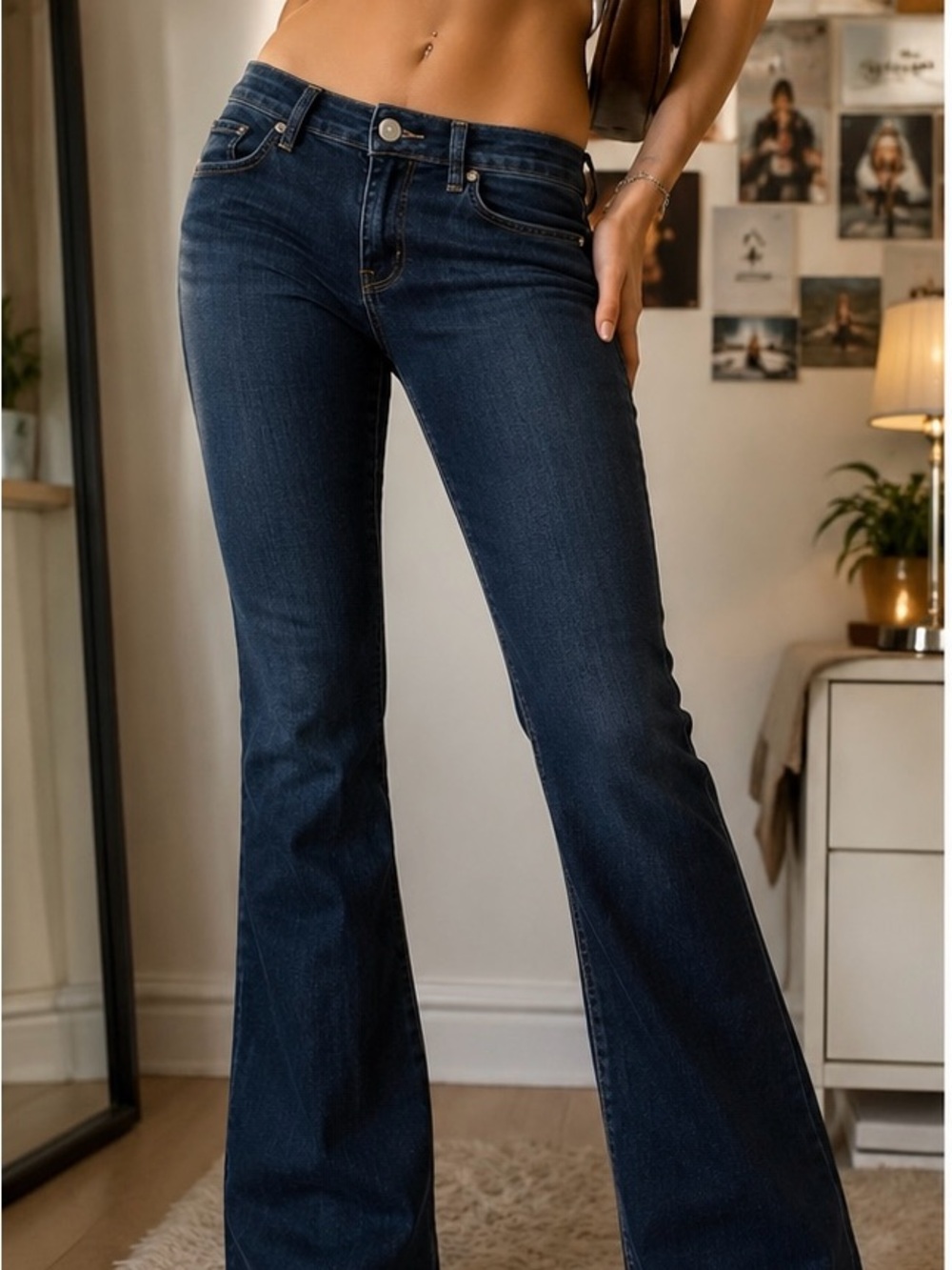 GAP Vintage Y2K Mid-Low Rise Women’s Sexy Bootcut Dark Blue Jeans Size 18 /34